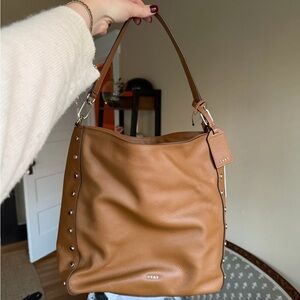 NWT DKNY Brown Genuine Leather Studded Bag